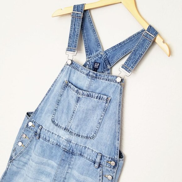 GAP Light Blue Jean Shorts Overalls - Picture 9 of 16
